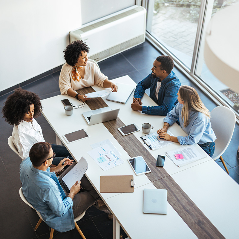 coworkers collaborating around a table