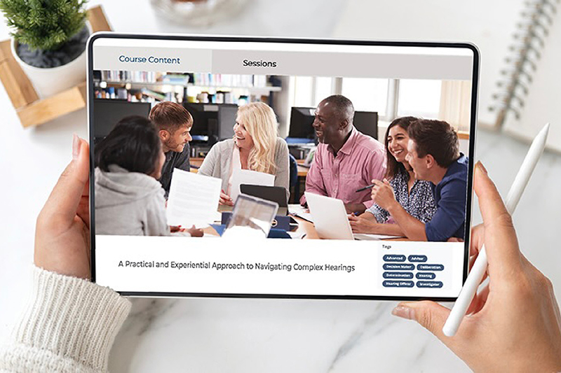 Screenshot of Grand River Solutions training platform being held on a tablet