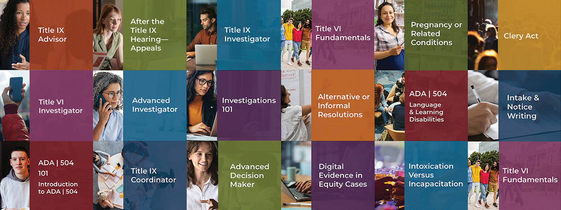 Course training catalog collage