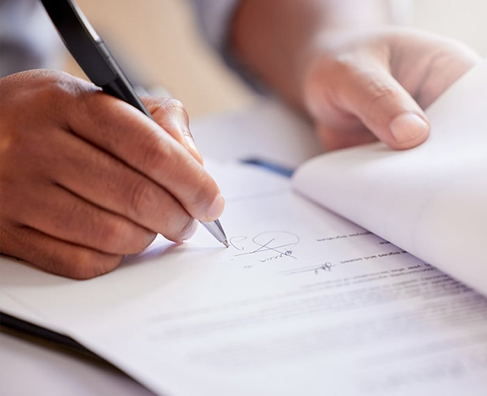signing a document